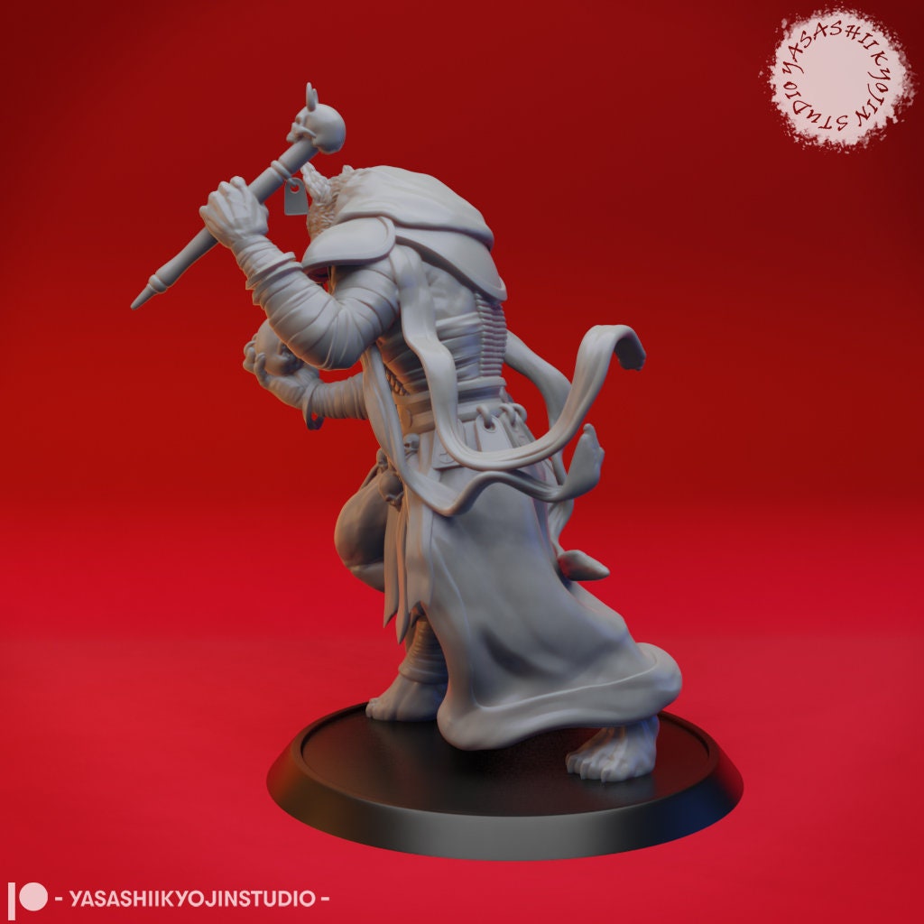 Coyote Necromancer Miniature  | RPG Minis | D&D | DND | RPG | Tabletop Gaming |  From Yasashii Kyojin Studios