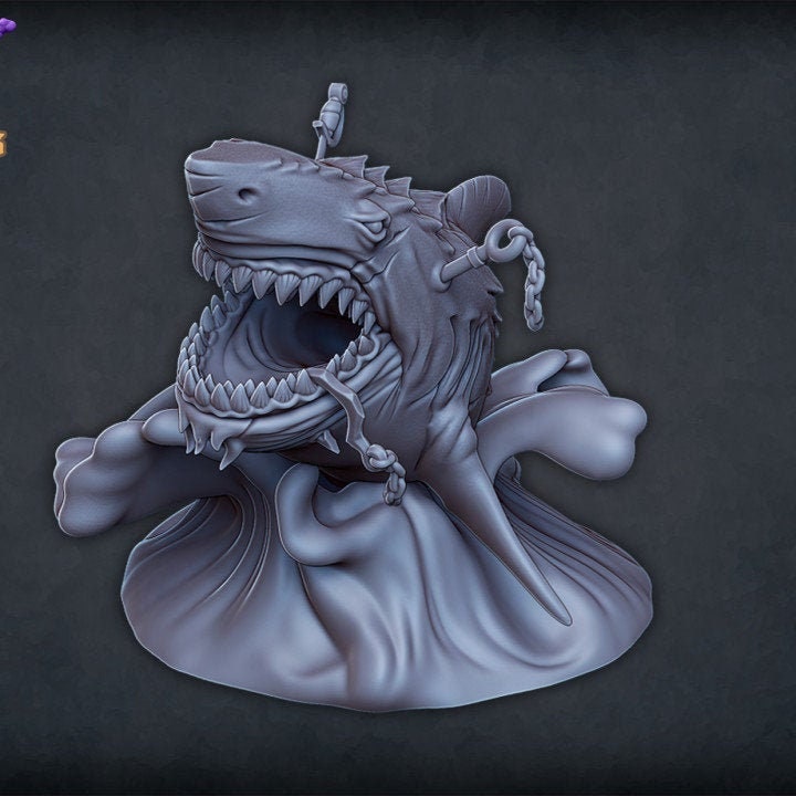 Shark/Megalodon Miniature | RPG Minis | DND | D&D | RPG | Tabletop Gaming | Fantasy Miniatures | From Roleplaying Miniatures