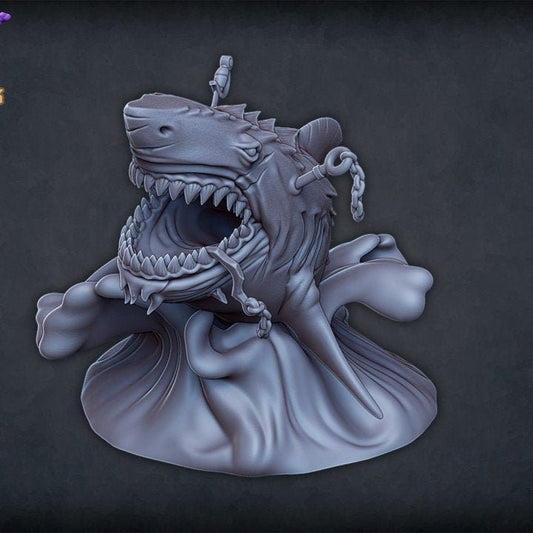 Shark/Megalodon Miniature | RPG Minis | DND | D&D | RPG | Tabletop Gaming | Fantasy Miniatures | From Roleplaying Miniatures