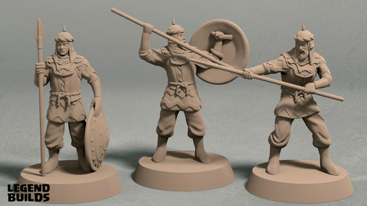 Spearmen - City Guard/Asian/Hun Troops Miniatures  | RPG Minis | D&D | DND | RPG | Tabletop Gaming |  From LegendBuilds