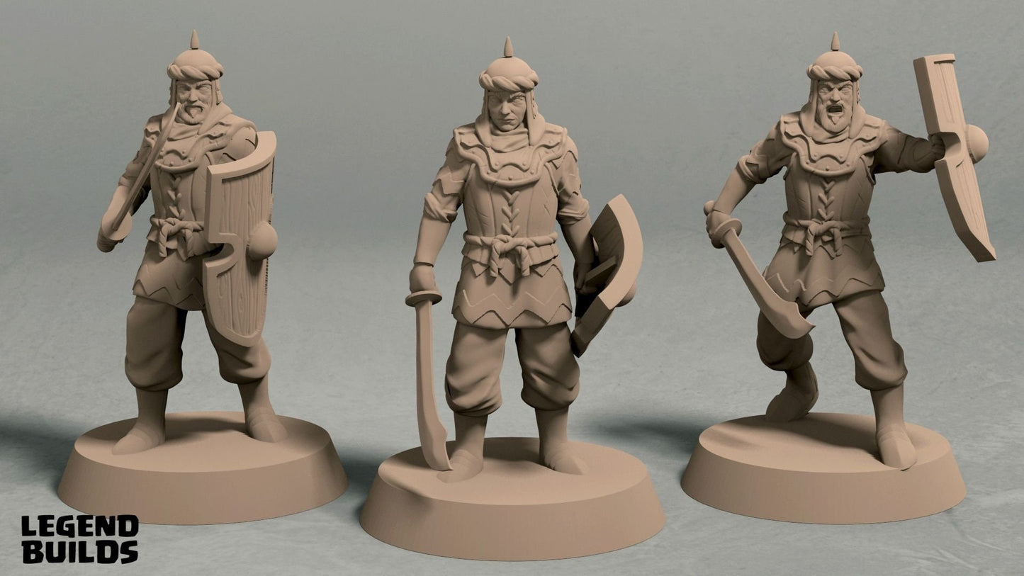 Foot Soldiers - City Guard/Asian/Hun Miniatures  | RPG Minis | D&D | DND | RPG | Tabletop Gaming |  From LegendBuilds