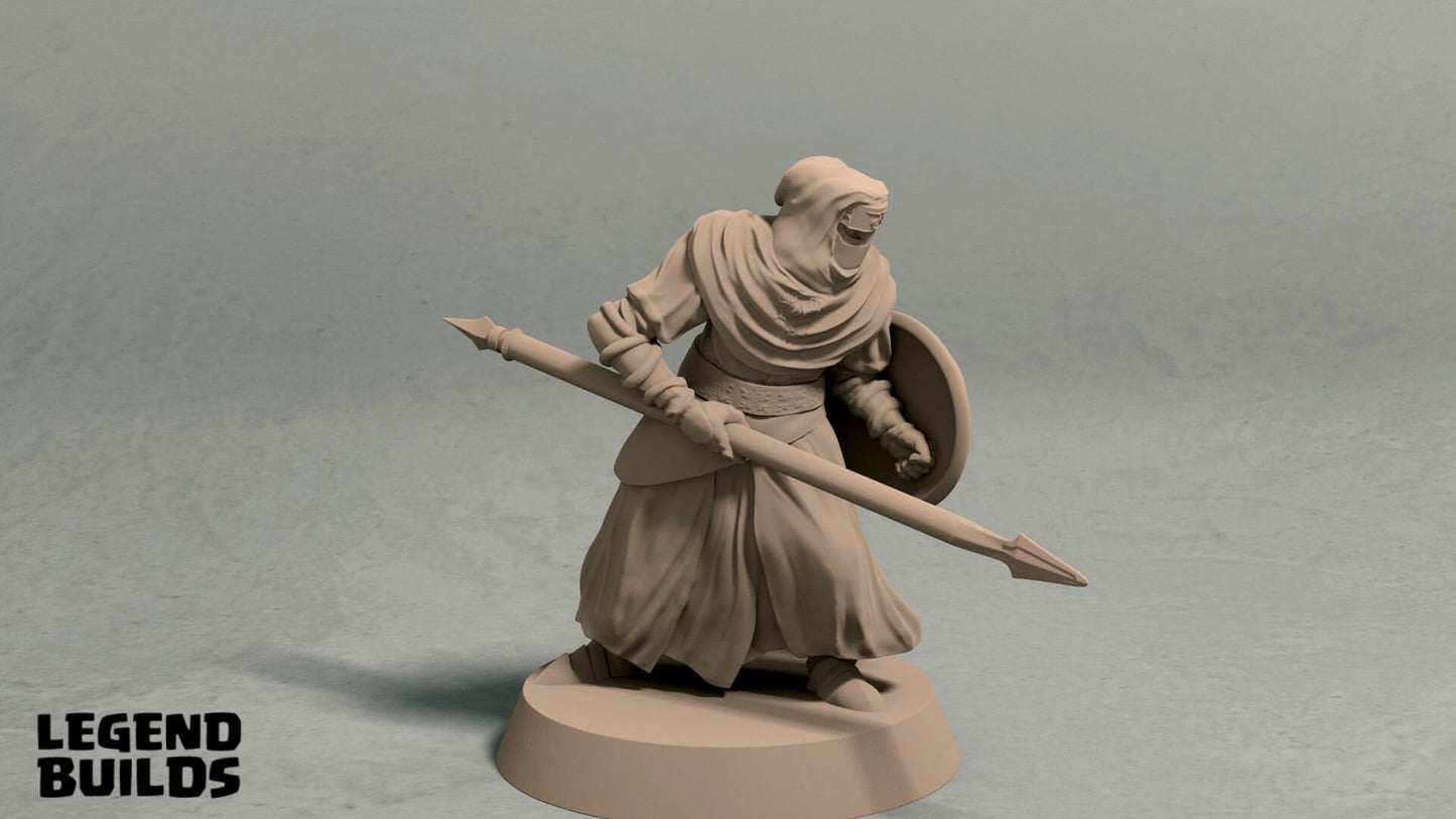 Shielded Spearmen - Desert Cultists/City Guard Miniatures | RPG Minis | D&D | DND | RPG | Tabletop Gaming | From LegendBuilds