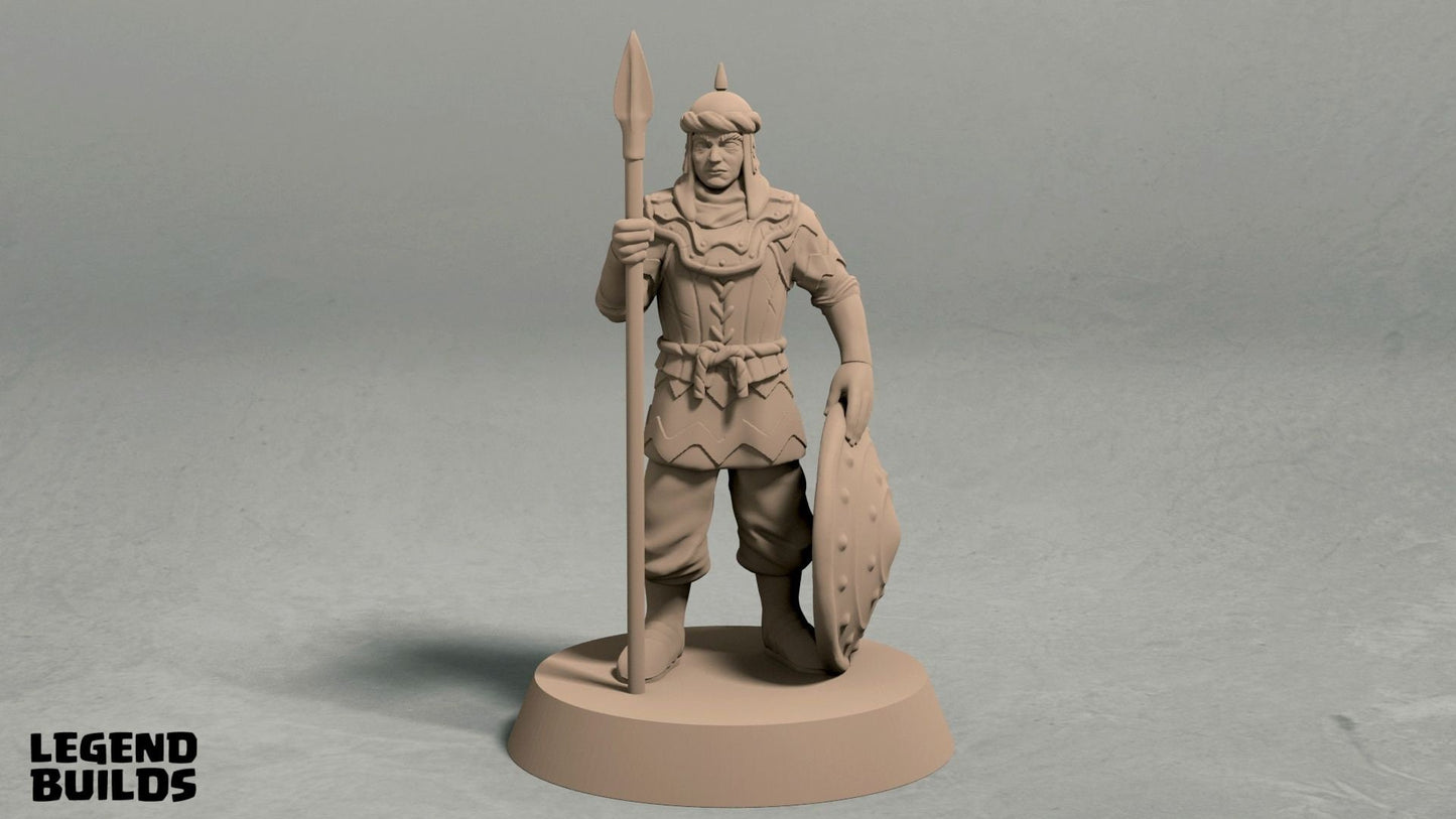Spearmen - City Guard/Asian/Hun Troops Miniatures  | RPG Minis | D&D | DND | RPG | Tabletop Gaming |  From LegendBuilds