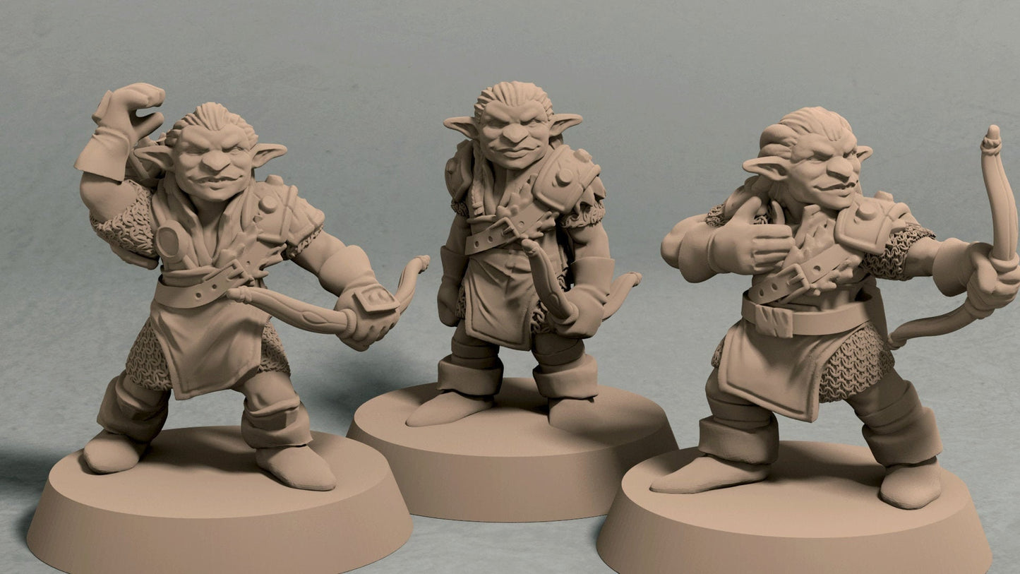 Goblin Ranger Miniatures | DND Goblin Minis | D&D Goblin Archers | DND Goblin Bandits | Pathfinder Goblins | Tabletop Gaming Goblins