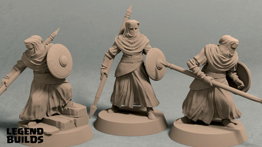 Shielded Spearmen - Desert Cultists/City Guard Miniatures | RPG Minis | D&D | DND | RPG | Tabletop Gaming | From LegendBuilds