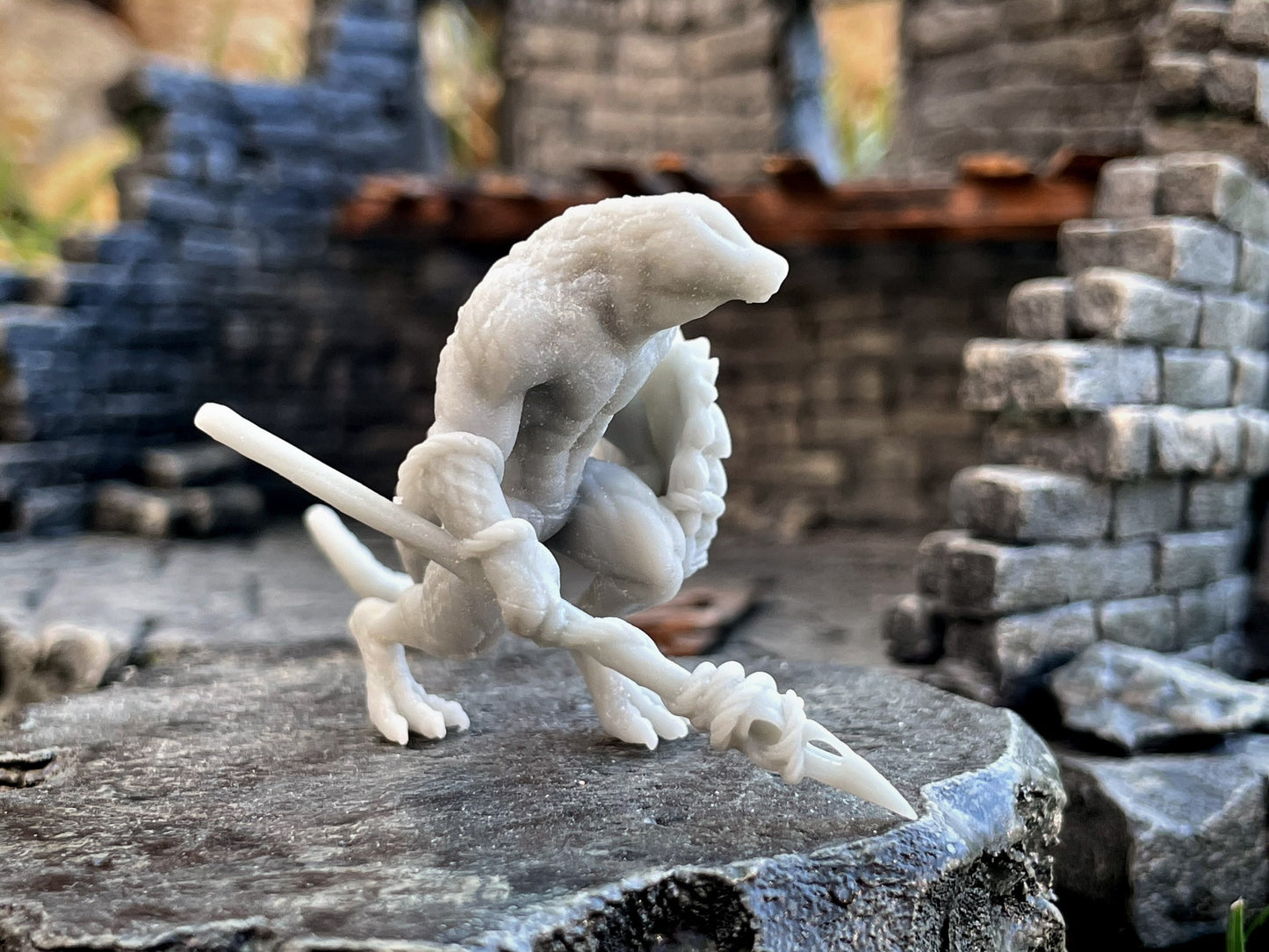 Lizardfolk Warrior Miniature  | RPG Minis | D&D | DND | RPG | Tabletop Gaming |  From Yasashii Kyojin Studios