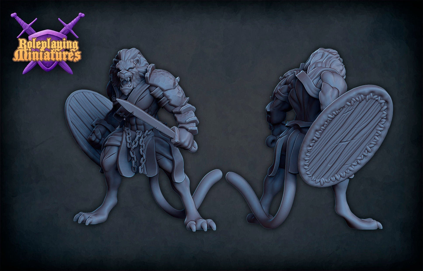 Tabaxi Fighter Miniature  | RPG Minis | DND | D&D | RPG | Tabletop Gaming |  From Roleplaying Miniatures