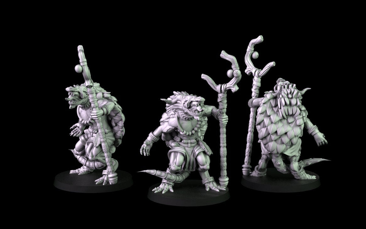Lizardfolk Miniatures - 3 Versions  | RPG Minis | D&D | DND | RPG | Tabletop Gaming |  From Cross Lances