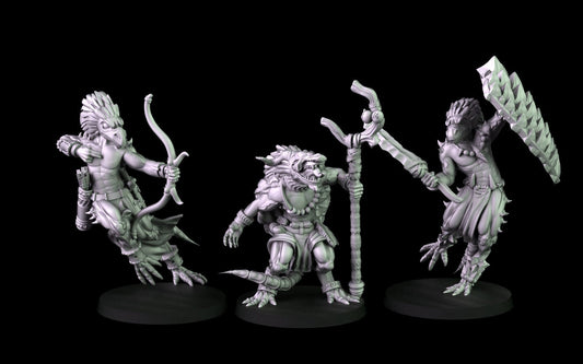 Lizardfolk Miniatures - 3 Versions  | RPG Minis | D&D | DND | RPG | Tabletop Gaming |  From Cross Lances