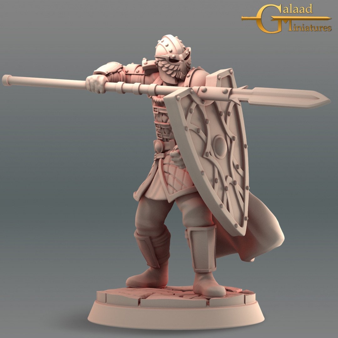 Armored Polearm Fighter Miniature  | RPG Minis | D&D | DND | RPG | Tabletop Gaming |  From Galaad Miniatures