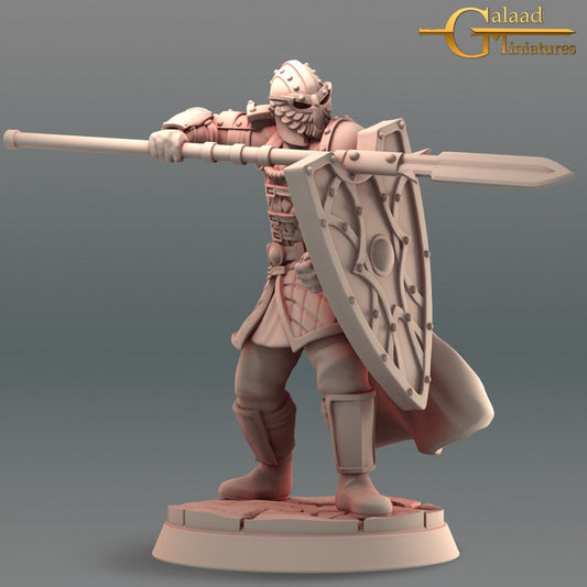 Armored Polearm Fighter Miniature  | RPG Minis | D&D | DND | RPG | Tabletop Gaming |  From Galaad Miniatures
