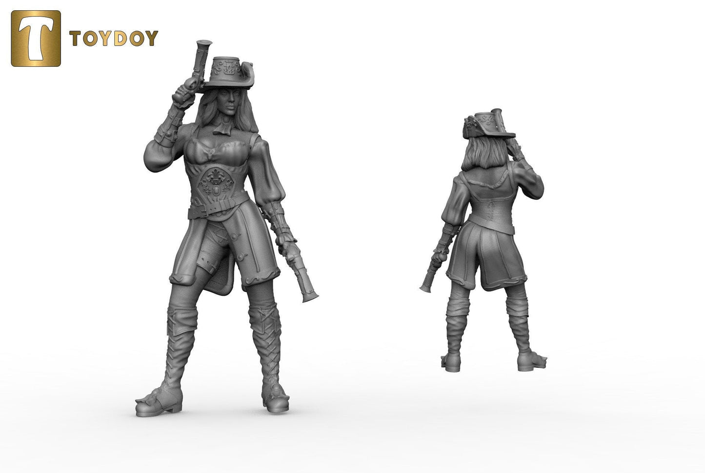Female Gunslinger Miniature  | RPG Minis | D&D | DND | RPG | Tabletop Gaming |  From ToyDoy Miniatures