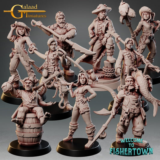 Pirate Crew Miniatures (Set of 9)  | RPG Minis | D&D | DND | RPG | Tabletop Gaming |  From Galaad Miniatures