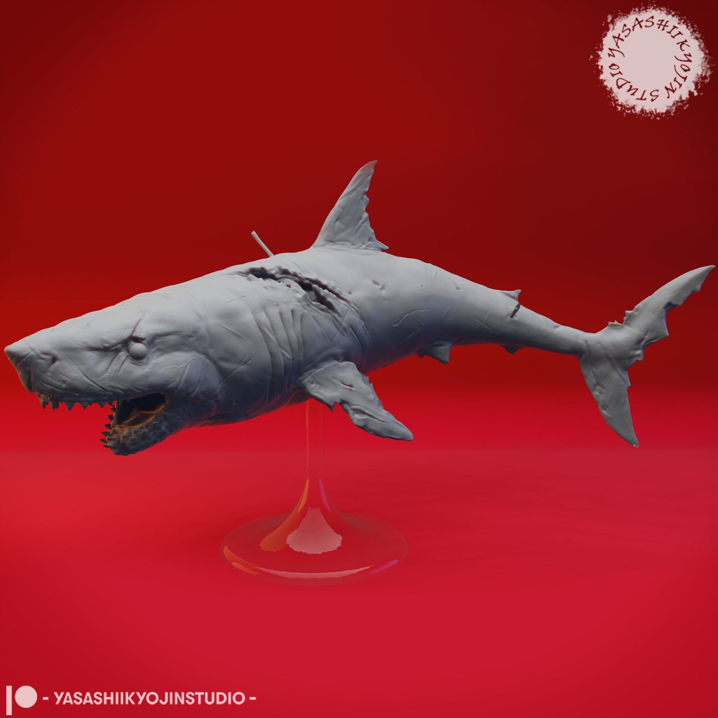 Great "Wight" Shark Miniature  | RPG Minis | D&D | DND | RPG | Tabletop Gaming |  From Yasashii Kyojin Studios