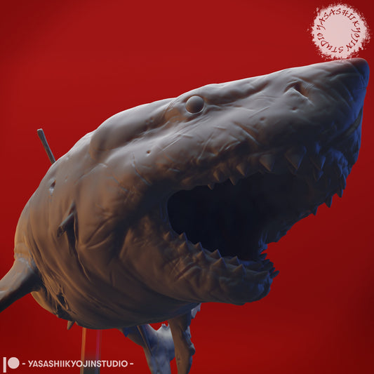 Great "Wight" Shark Miniature  | RPG Minis | D&D | DND | RPG | Tabletop Gaming |  From Yasashii Kyojin Studios