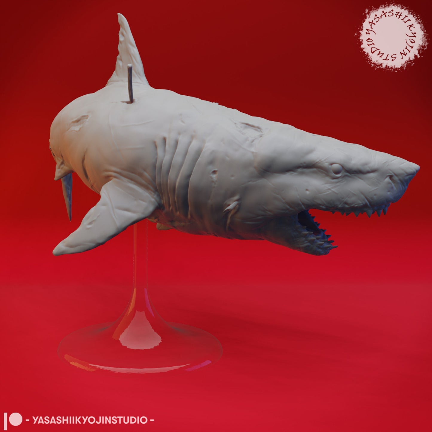 Great "Wight" Shark Miniature  | RPG Minis | D&D | DND | RPG | Tabletop Gaming |  From Yasashii Kyojin Studios