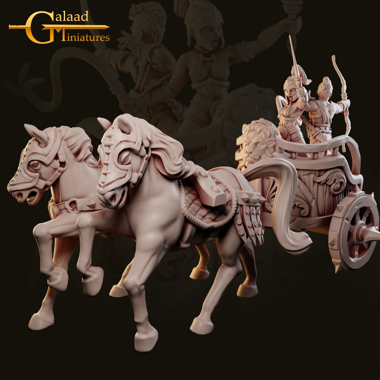 Chariot w/ Charioteers Miniature  | RPG Minis | D&D | DND | RPG | Tabletop Gaming |  From Galaad Miniatures