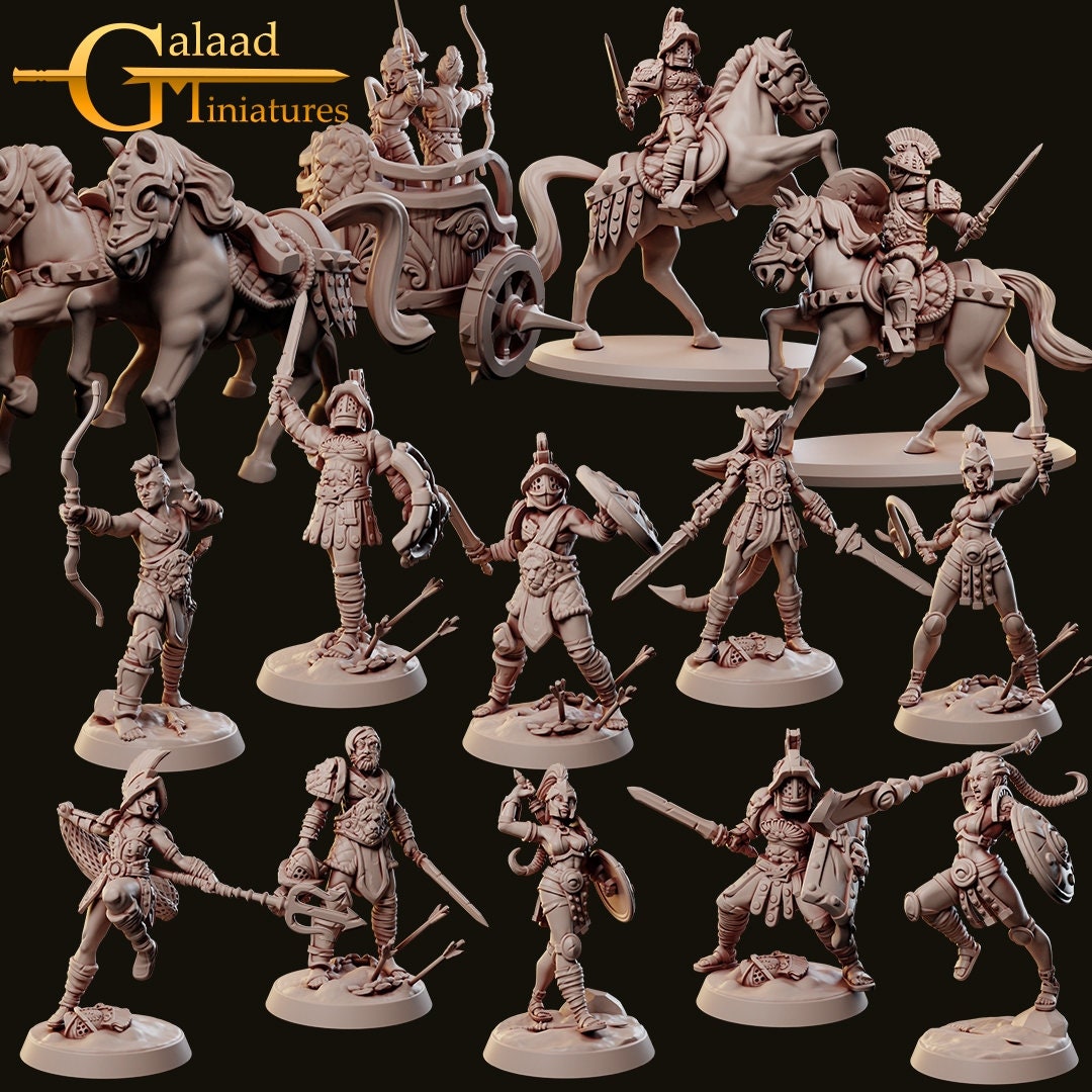 Gladiator Crew Miniatures (Set of 13)  | RPG Minis | D&D | DND | RPG | Tabletop Gaming |  From Galaad Miniatures