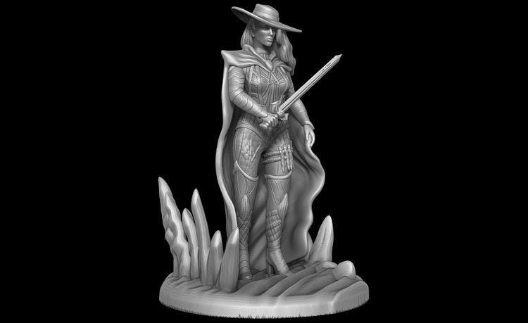 Female Fighter Miniature  | RPG Minis | DND | D&D | RPG | Tabletop Gaming |  From Mia Kay Miniatures