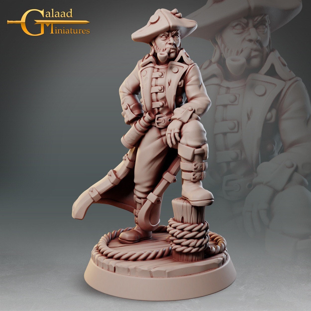 Pirate Captain Miniature  | RPG Minis | D&D | DND | RPG | Tabletop Gaming |  From Galaad Miniatures