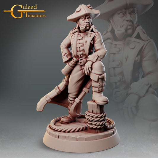Pirate Captain Miniature  | RPG Minis | D&D | DND | RPG | Tabletop Gaming |  From Galaad Miniatures