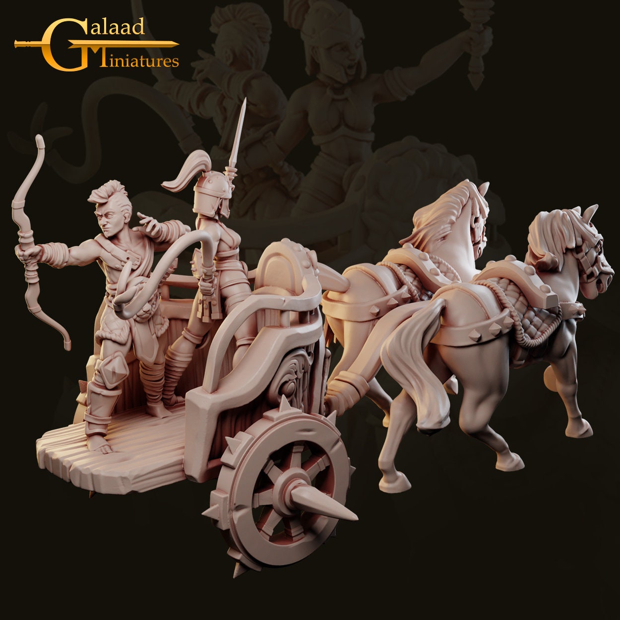 Chariot w/ Charioteers Miniature  | RPG Minis | D&D | DND | RPG | Tabletop Gaming |  From Galaad Miniatures