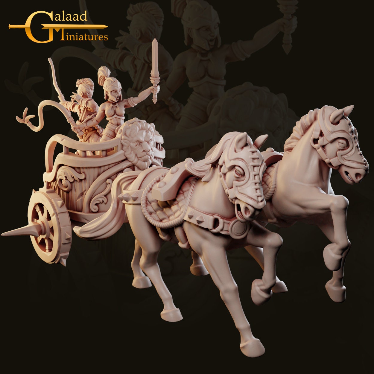 Chariot w/ Charioteers Miniature  | RPG Minis | D&D | DND | RPG | Tabletop Gaming |  From Galaad Miniatures