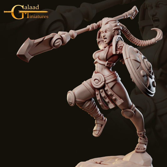 Female Barbarian Miniature  | RPG Minis | D&D | DND | RPG | Tabletop Gaming |  From Galaad Miniatures