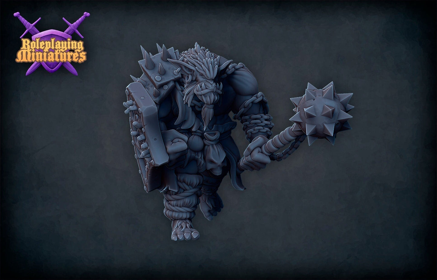 Male Bugbear Barbarian Miniature  | RPG Minis | DND | D&D | RPG | Tabletop Gaming |  From Roleplaying Miniatures