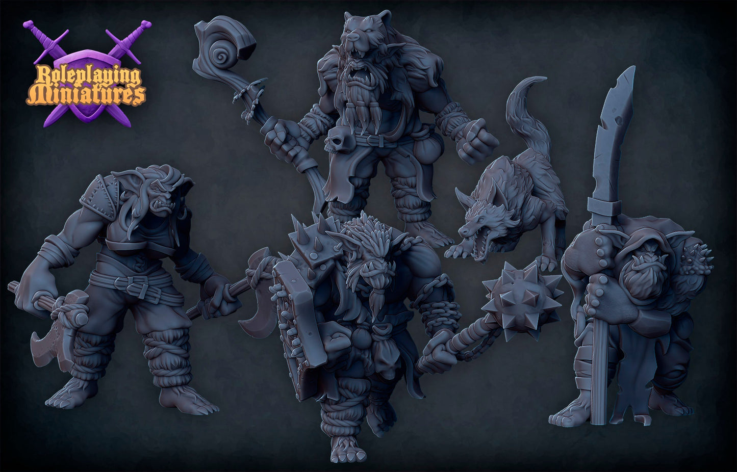 Bugbear Tribe Miniatures  | RPG Minis | DND | D&D | RPG | Tabletop Gaming |  From Roleplaying Miniatures