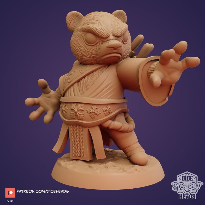 Panda Monk Miniature | D&D Panda | DnD Fighter Miniature | RPG Panda | Tabletop Panda | Dungeons and Dragons Mini | DND Enemy | RPG Wizard