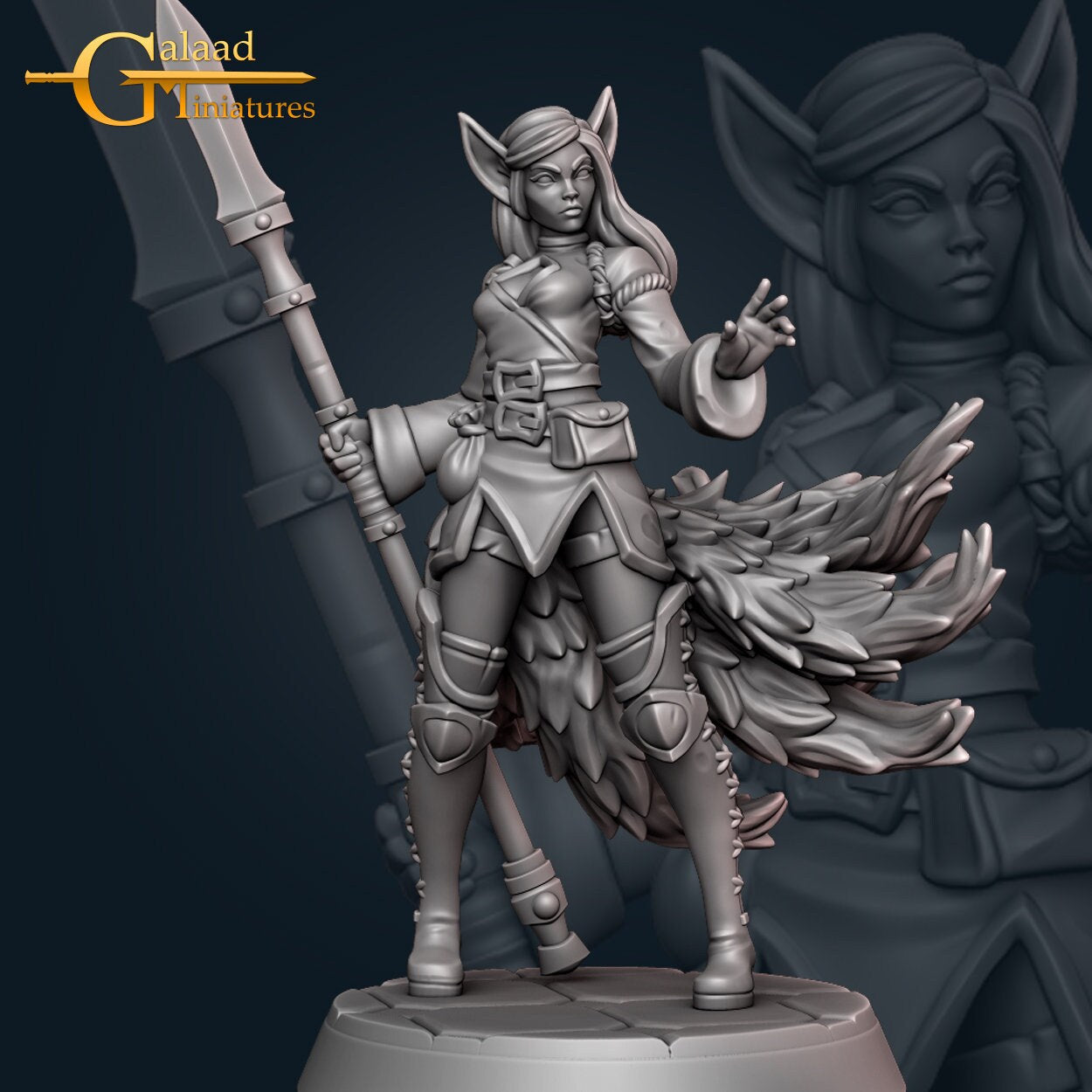 Female Kitsune Rogue Miniature  | RPG Minis | D&D | DND | RPG | Tabletop Gaming |  From Galaad Miniatures