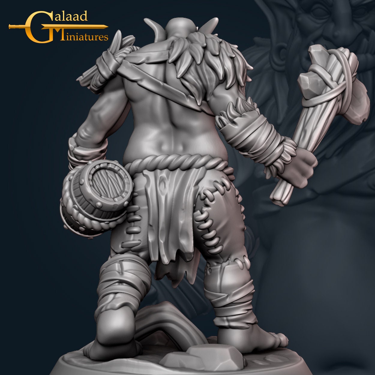Male Hill Giant Miniature  | RPG Minis | D&D | DND | RPG | Tabletop Gaming |  From Galaad Miniatures