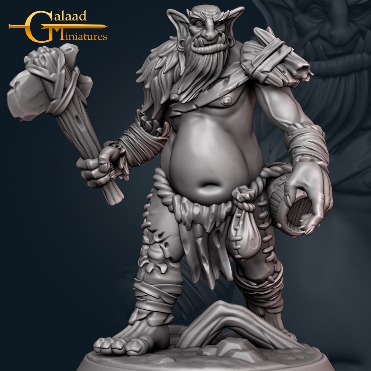 Male Hill Giant Miniature  | RPG Minis | D&D | DND | RPG | Tabletop Gaming |  From Galaad Miniatures