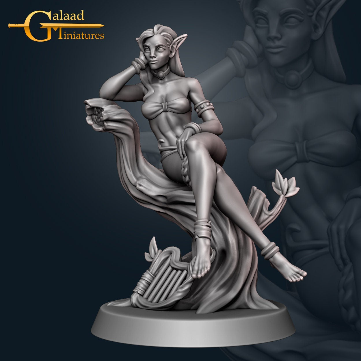 Female Firbolg Bard Miniature  | RPG Minis | D&D | DND | RPG | Tabletop Gaming |  From Galaad Miniatures