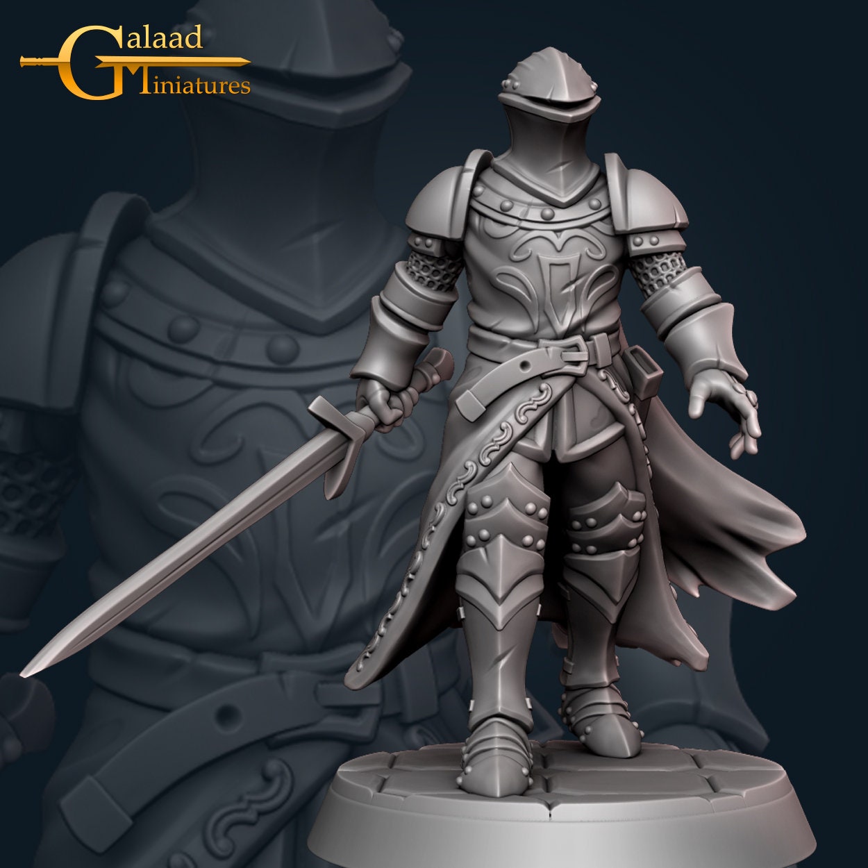 Paladin or Knight Miniatures - 4 versions  | RPG Minis | D&D | DND | RPG | Tabletop Gaming |  From Galaad Miniatures