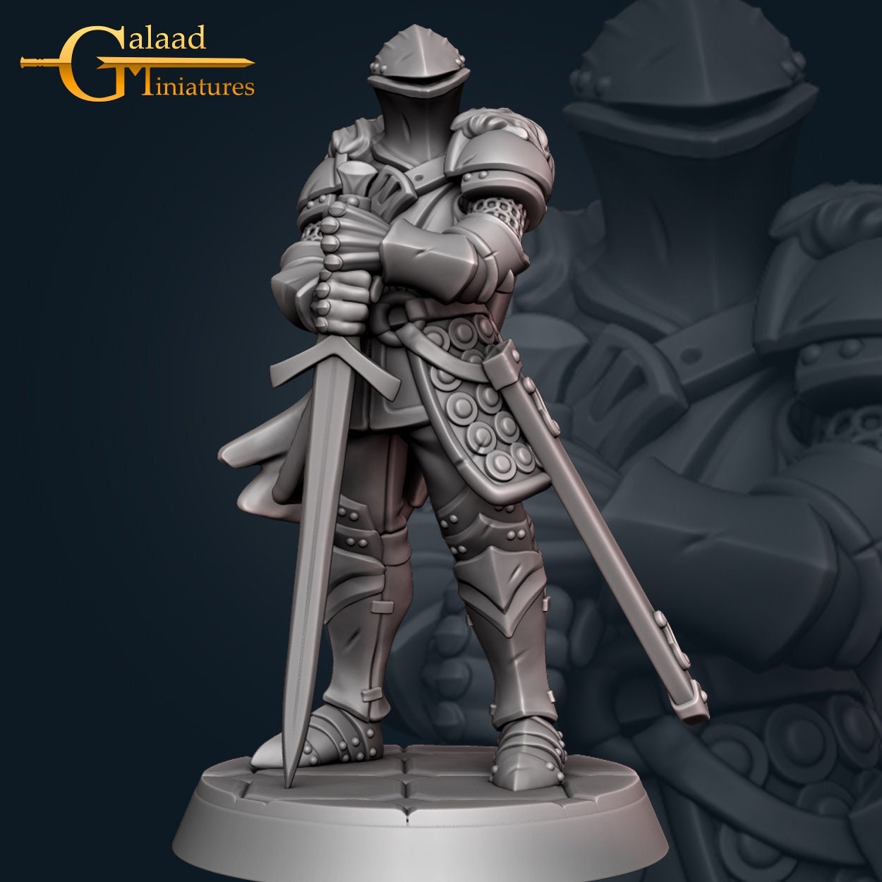 Paladin or Knight Miniatures - 4 versions  | RPG Minis | D&D | DND | RPG | Tabletop Gaming |  From Galaad Miniatures