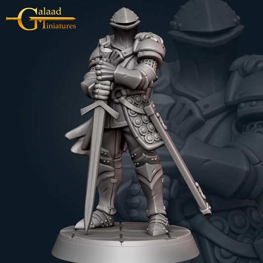Paladin or Knight Miniatures - 4 versions  | RPG Minis | D&D | DND | RPG | Tabletop Gaming |  From Galaad Miniatures