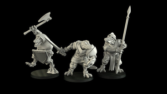 Crocodilian Miniatures - 3 Versions  | RPG Minis | D&D | DND | RPG | Tabletop Gaming |  From Cross Lances