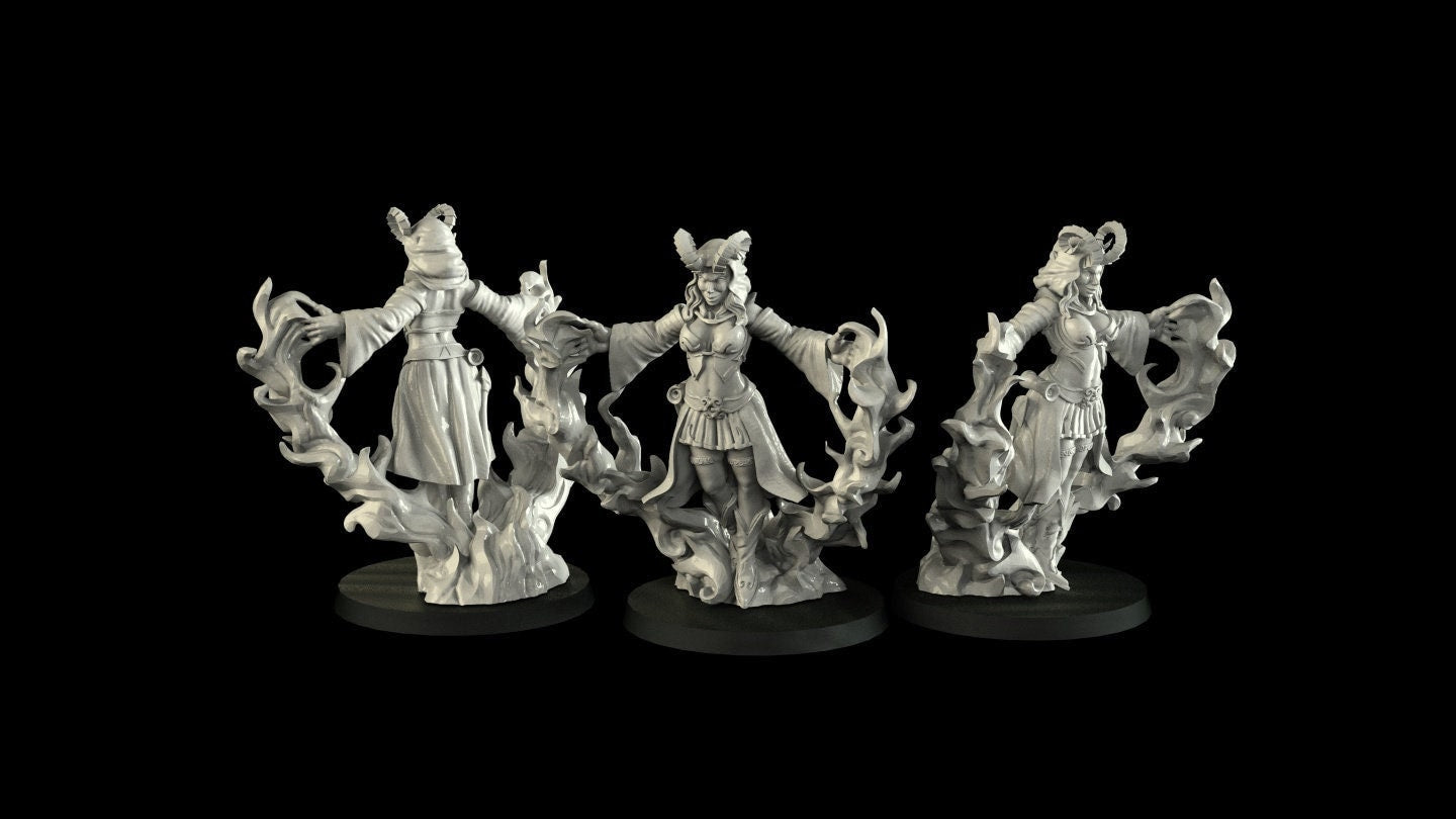 Female Tiefling Wizard Miniature  | RPG Minis | D&D | DND | RPG | Tabletop Gaming |  From Cross Lances