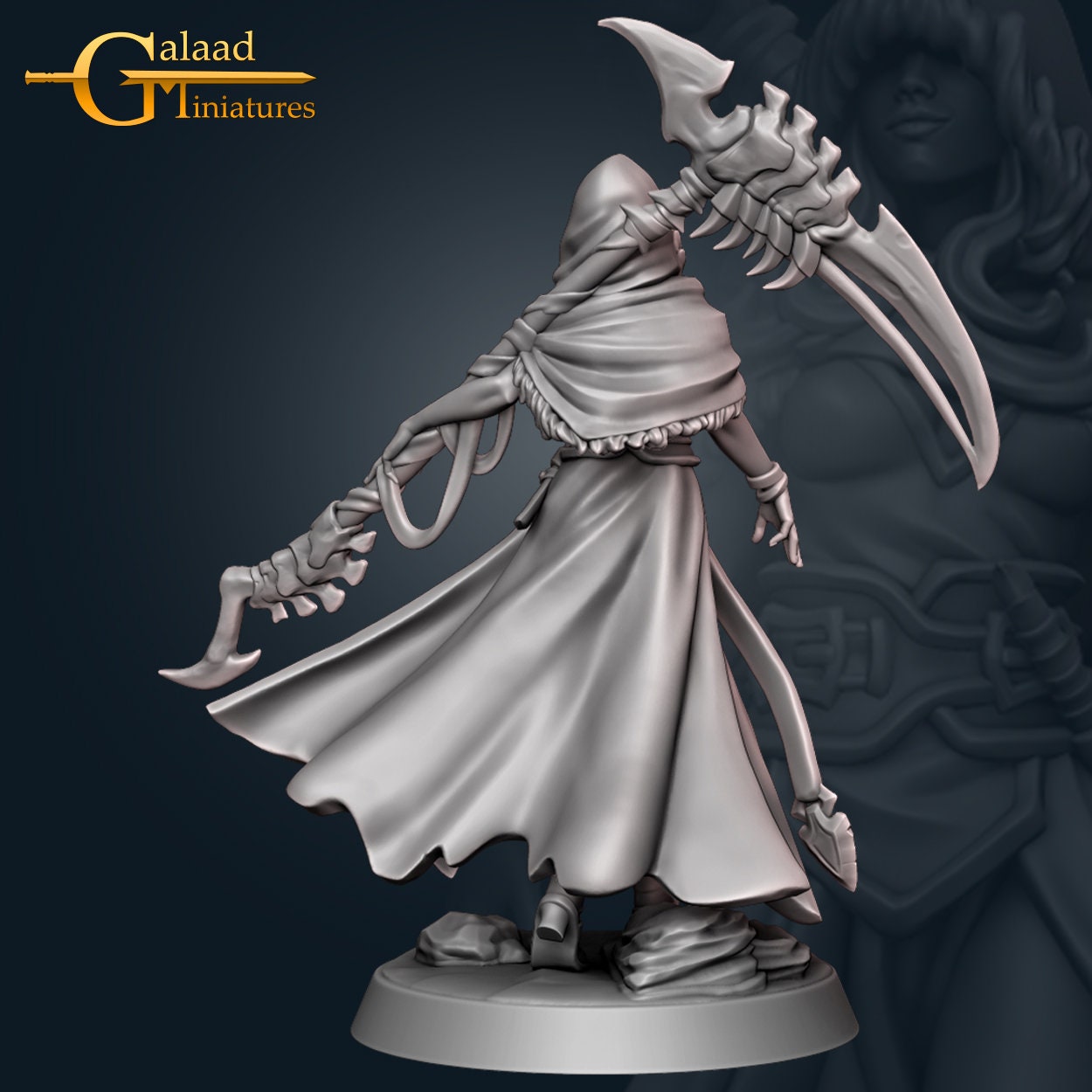 Female Necromancer Miniature  | RPG Minis | D&D | DND | RPG | Tabletop Gaming |  From Galaad Miniatures