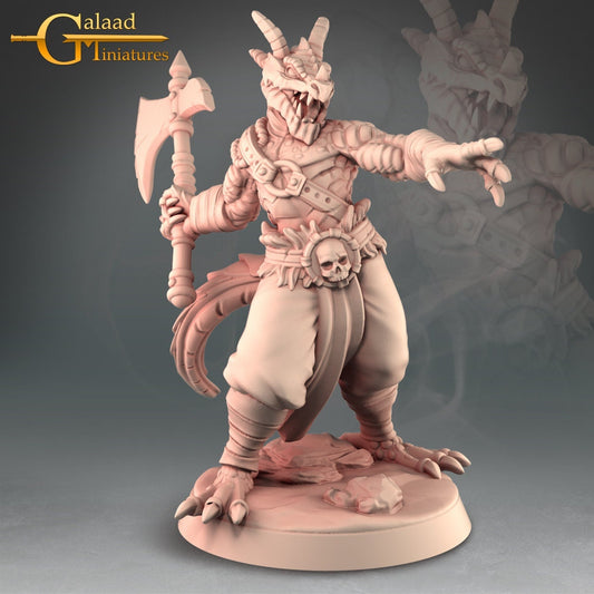 Dragonborn Barbarian Miniature  | RPG Minis | D&D | DND | RPG | Tabletop Gaming |  From Galaad Miniatures