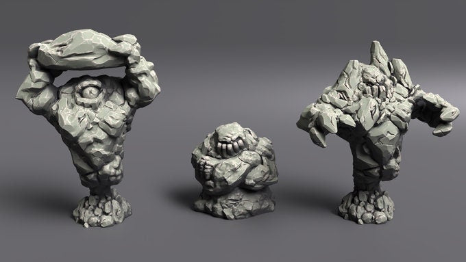 Earth Elementals (Large and Small) Miniature  | RPG Minis | D&D | RPG | Tabletop Gaming |  From Noblewolf Miniatures