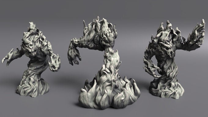 Fire Elementals (Large and Small) Miniature  | RPG Minis | D&D | RPG | Tabletop Gaming |  From Noblewolf Miniatures