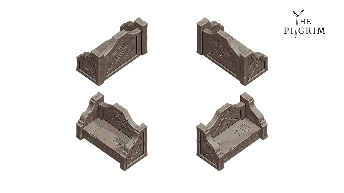 Graveyard Church Pew Scatter  | RPG Minis | DND | D&D | RPG | Tabletop Gaming |  From The Pilgrim Terrain