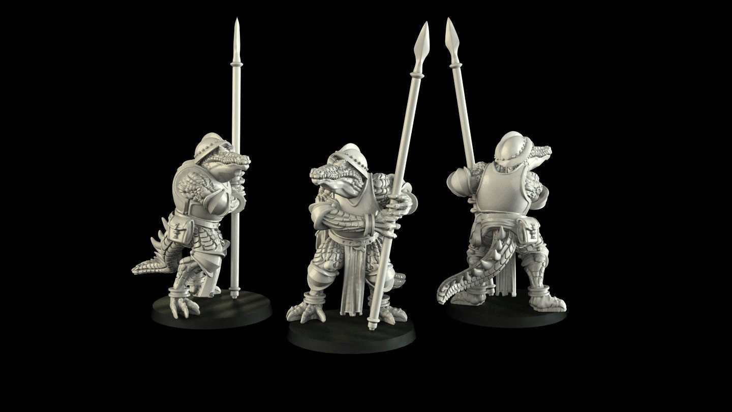 Crocodilian Miniatures - 3 Versions  | RPG Minis | D&D | DND | RPG | Tabletop Gaming |  From Cross Lances