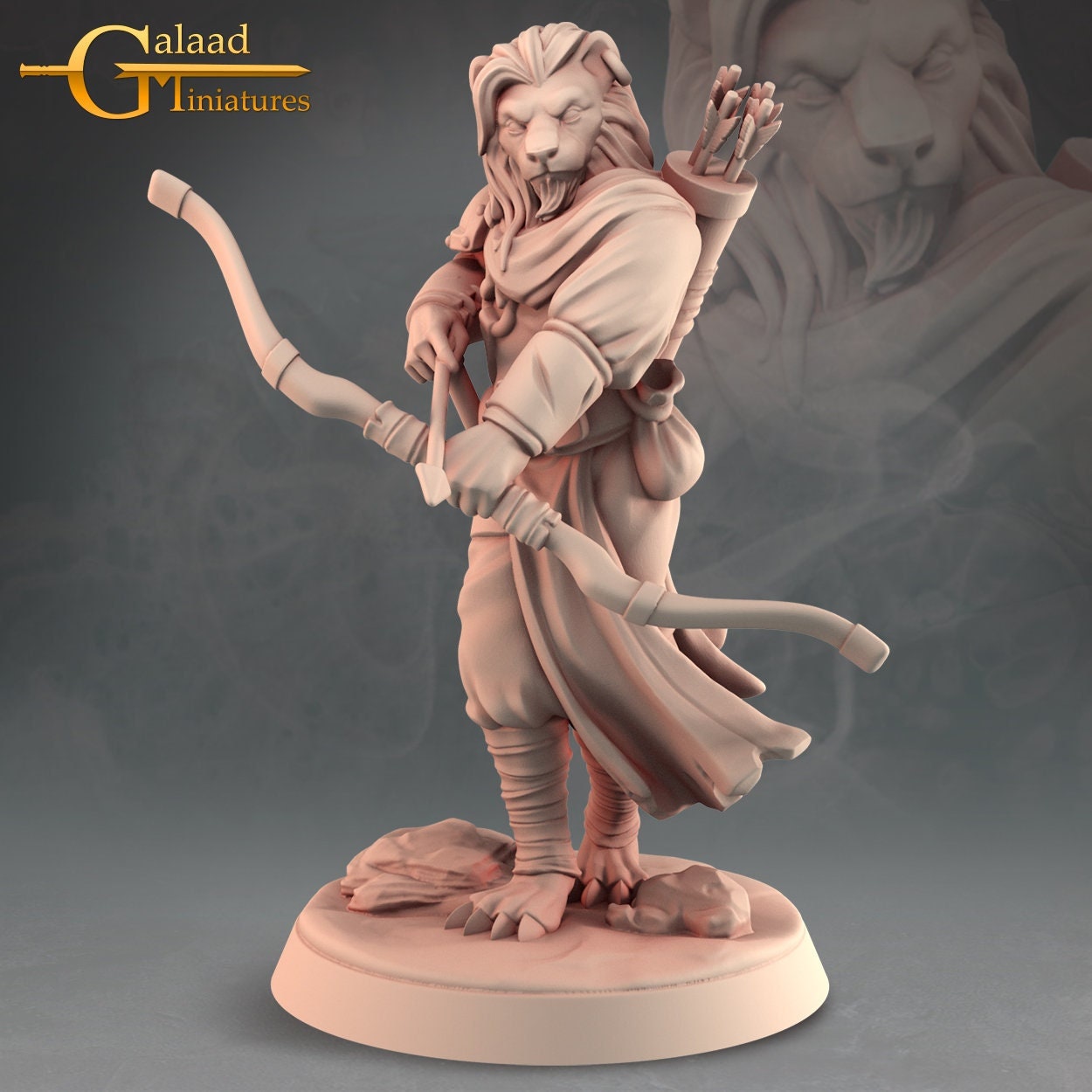 Leonin Ranger Miniature  | RPG Minis | D&D | DND | RPG | Tabletop Gaming |  From Galaad Miniatures
