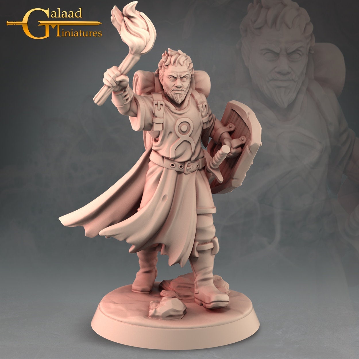 Male Paladin Miniature  | RPG Minis | D&D | DND | RPG | Tabletop Gaming |  From Galaad Miniatures