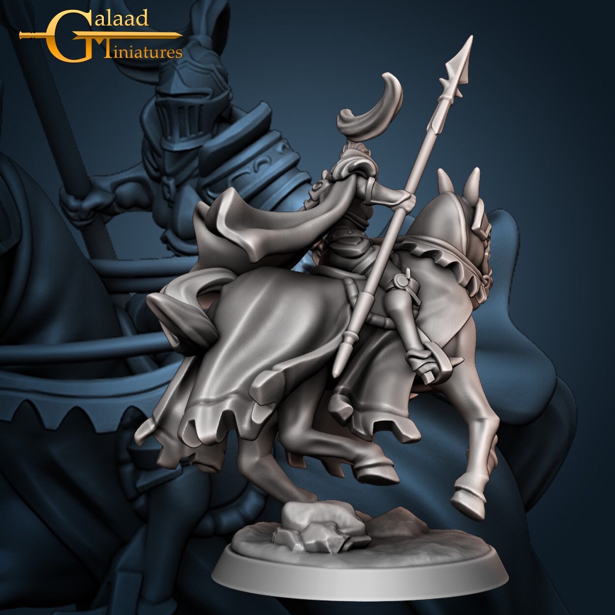 Mounted Female Paladin Miniature  | RPG Minis | D&D | DND | RPG | Tabletop Gaming |  From Galaad Miniatures