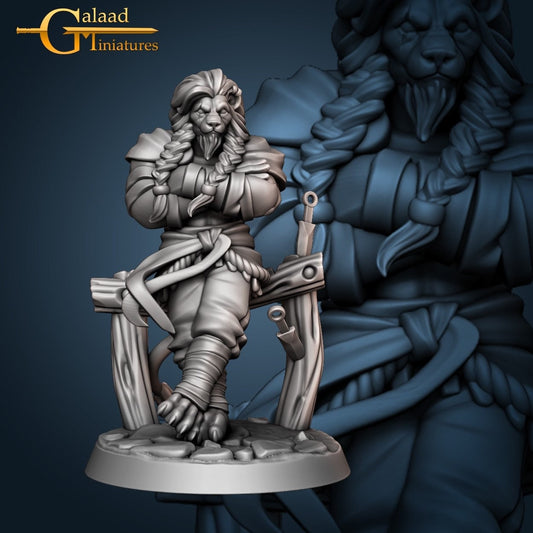 Leonin Fighter Miniature  | RPG Minis | D&D | DND | RPG | Tabletop Gaming |  From Galaad Miniatures